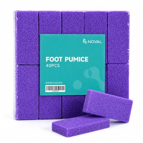 NOVAL Pumice Stone for Feet Scrubber Dead Skin Disposable Foot Pumice Foot Callus Remover Pedicure Tools Purple Pumice Sponge Nail Salon Home Use,40 PCS